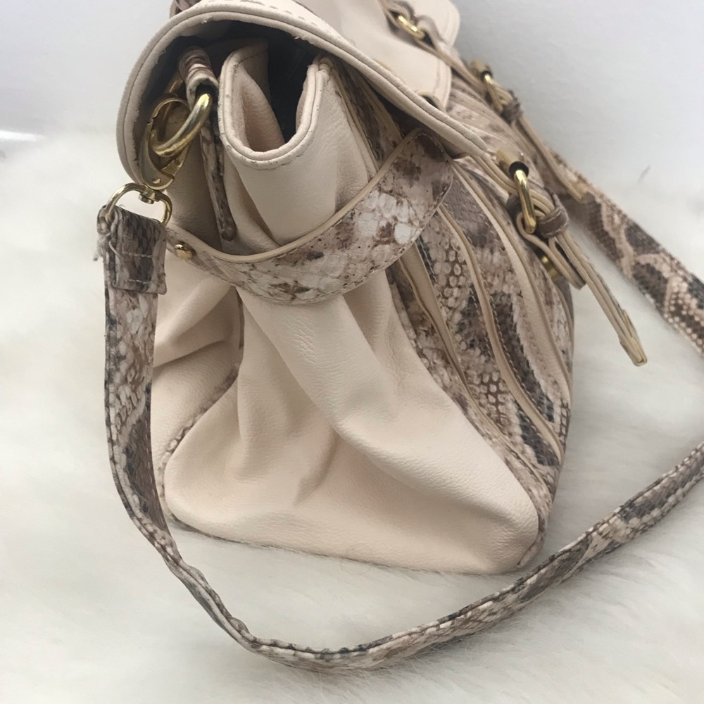 Snake Print Satchel Bag With Adjustable Shoulder - image 3